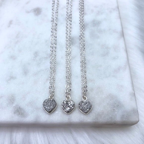 Simple Sanctuary Jewelry - 🎉13XHP🎉 Silver Druzy Heart Necklaces